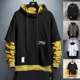 New Hoodie Sweatshirt Mens Hip Hop Pullover Hoodies Streetwear Casual Fashion Clothes Colorblock Hoodie Cotton