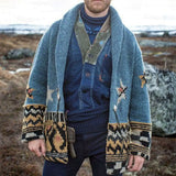 Advbridge Men‘s Wintern outfits Men's Casual Sweater Outerwear Autumn and Winter Jacquard Knitted Sweater with Collar Medium To Long Cardigan Sweater Jacket