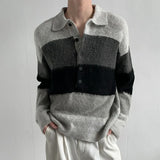 Advbridge Autumn Men's Luxury Striped Polo Neck Knit Pullover Sweater Long Sleeve Casual Streetwear Leisure Korean Popular Knitwear M-2XL