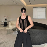 Advbridge Niche Design Men's Tank Tops Round Neck Sleeveless Hollow Out Knitting Vest Casual Male Clothing Summer New 2024