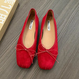 ADVBRIDGE  -  Red New Women Flat Shoes Fashion Shallow Slip On Ladies Elegant Ballerinas Shoes Soft Flat Heel Outdoor Casual Mary Jane S