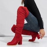 Advbridge Autumn Winter Black Brown Over The Knee Boots Women Sexy Pointed Toe Zip Thigh High Shoes Square Heels Booties Femme