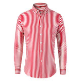 ADVBRIDGE  -  Trendy Men's Slim Fit Striped Long Sleeve Shirt - Breathable Cotton Casual  Office Wear, Fall-Winter Fashion Essentials