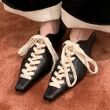 ADVBRIDGE  -  Spring new women's sheepskin lace-up 4.5cm kitten heel pumps OL style square toe female low heeled dress shoes for woman