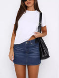 Advbridge Vintage Mini Denim Women's Skirt Solid Washed High Waist Button Pockets Lady Skrits 2025 Spring Summer Fashion Female Outwears