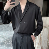Advbridge 2024 Spring Summer New Turn-down Collar Long Sleeve Solid Color Shirt For Men Loose Casual Men Clothing Shirt