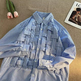 Advbridge New Spring and Autumn Fashion Korean Edition Hip Hop Trend Advanced Sense Casual Loose Stripe Woven Long Sleeve Men's Shirt