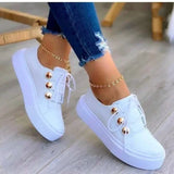 ADVBRIDGE  -  White Shoes Women 2025 Fashion Round Toe Platform Shoes Size 43 Casual Shoes Women Lace Up Flats Women Loafers Zapatos Mujer