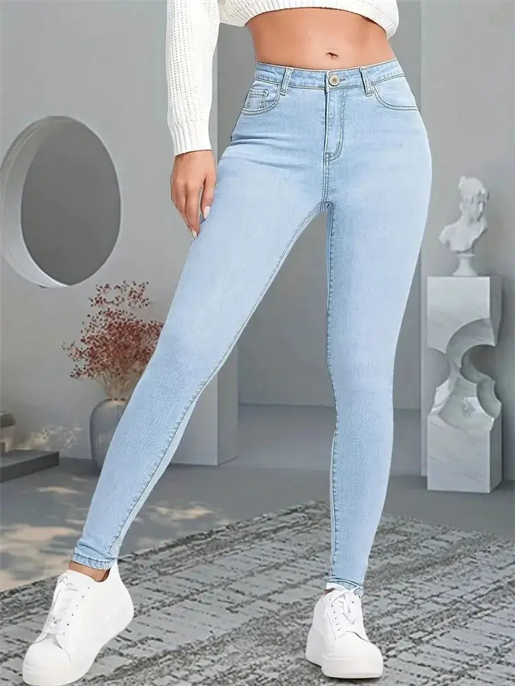 Advbridge Women Stretch Skinny Jeans Lady Slim Fit Pencil Jeans Girls Leggings Straight Leg Denim Pants Blue Gray Black Sexy Long Trousers