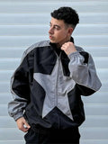 Advbridge Autumn Bomber Jacket For Male Vintage Star Pattern Harajuku Y2k Windbreaker Coat Streetwear Fashion Zipper Patchwork Outerwear