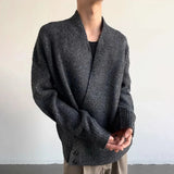 Advbridge American High Street Fashion Solid Color Sweater Jacket Autumn And Winter Irregular Oblique Button V-Neck Cardigan Sweater Men