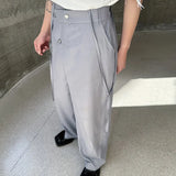Advbridge Korean Style Men's High Waist Suit Pants Casual Simple Solid Color Bottom Straight Wide Leg Male Loose Trousers 2024 Summer