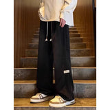 Advbridge Men's Washed Retro Jeans Men's Loose Straight Leg Wide Leg High Street American Casual Pants