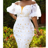Advbridge White Dress One Should Embroiled Place Wait Cinching Sexy Wrap Against Fitting Slit Women's Modern African Dresses 2024 New
