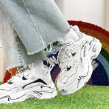 ADVBRIDGE  -  Ins Women Sneakers Spring Autumn Thick Bottom White Sport Shoes Couple Increase Fashions Lace Up Casual Sneaker Womens