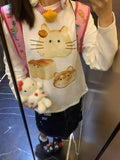 Advbridge Kawaii Graphic White T-shirts Women Casual Oversized Cute Long Sleeve Tees Harajuku Vintage Sweet Japanese Fashion Tops