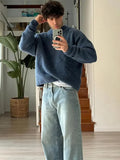 Advbridge Fashion Solid Fleece Turtleneck Sweater For Male Casual Loose Long Sleeve Knitted Pullover 2024 Autumn Thicken Warm Men's Jumper