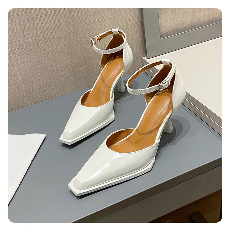 Advbridge New Fashion Square Toe Ladies Thin High Heel Summer Pumps Sexy Strap Design Ladies Sandals Female High Heeled Dress Shoes Party