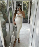 Advbridge Fashion Hollow Out Strapless Long Dress For Women Elegant Sleeveless Bodycon Evening Party Dress Female Club Chic Vestidos