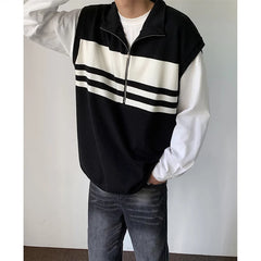 Advbridge Zipper Sweater Vest Men Warm Fashion Casual Knit Pullover Men Oversized Korean Loose Sleeveless Sweater Mens Jumper Clothes