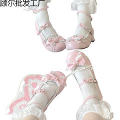 Advbridge Luo Shoes Cute Sweet Tower Sweetheart Girl Lolita Princess Leather Shoes Kawaii High Heels Single Shoes Tea Party