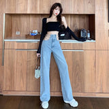 Advbridge Sexy Hollow Out Chain Streetwear Jeans for Women Summer High Waist Harajuku Straight Denim Pants Korean Y2K Jeans 23A30210