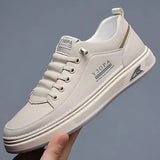 ADVBRIDGE  -  Leather Casual Shoes for Men Breathable White Sneakers Fashion Driving Walking Tennis Shoes for Male Italian Office Flats Shoes