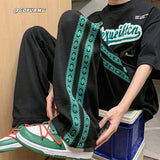 Advbridge Harajuku Fashion Waffle Autumn Thin Pants Men Straight Leg Loose Wide Leg High Street Tide Hanging Casual Sports Ice Silk Pants