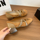 ADVBRIDGE  -  New Spring Vintage Thick Heel Women Mary Jane Shoes Concise Belt Buckle Shoes Female Elegant Party Dress Pumps