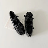 Advbridg  sheepskin square head bow shallow mouth ballet shoes women's one-pedal flat Mary Jane single shoes