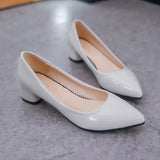 Advbridge 2024 Spring/Summer Autumn Single Shoes Korean Edition Pointed Thick Heels Women's Lacquer Leather High Heels Summer Casual Shoes