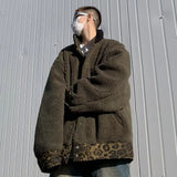Advbridge 2024 Leopard Padded Jacket Men Winter Trendy Double-sided Imitation Sherpa Coat American Animal Print Warm Parkas Hip Hop