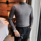 Advbridge Men's Korean Review Clothes Light Luxury Slim Knit Pullover Sweater Long Sleeve Streetwear Leisure Basic Shirts Fashion Knitwear