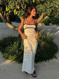 ADVBRIDGE  -  Elegant Knitted Patchwork Long Dresses Women Casual Loose Sleeveless Low Cut Tube Sling Dress Female Spring Chic Street Vestidos