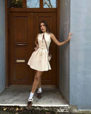 ADVBRIDGE  -  Niche Design Solid Color Dress Women's Summer 2025 New European and American Slim Fit Cinched Sleeveless Short Skirt Women