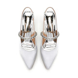 Advbridge  Summer Sandals Female Crystal Bridal shoes woman Fashion Thin Heel Bling Girls Pointed Toe fashion Sandals Sling-Back