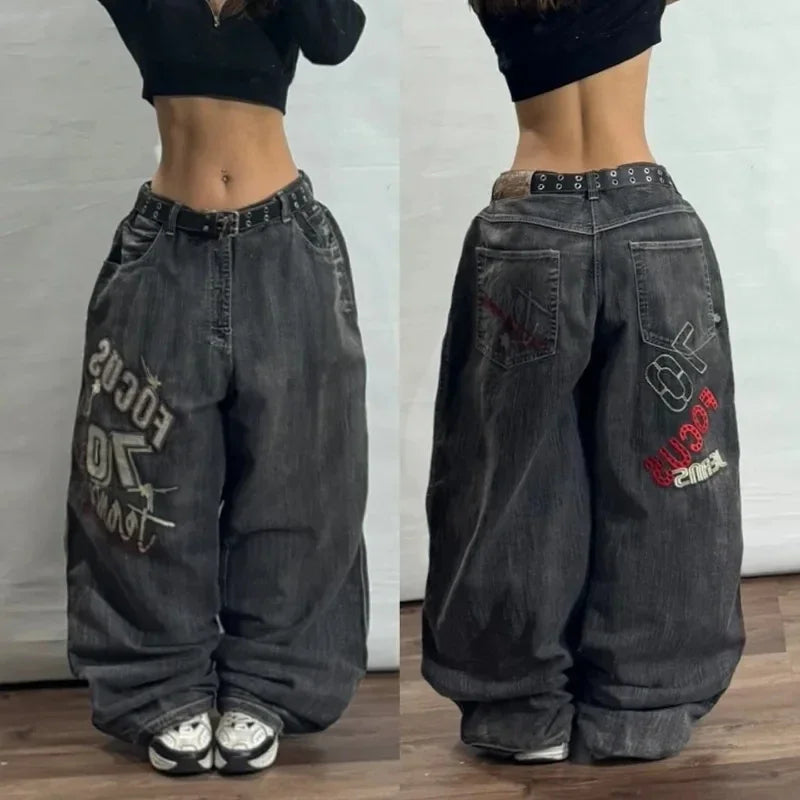 Advbridge Y2K Fashion New Pattern Printing Baggy Jeans Women Vintage Gothic Hip-hop Popular Casual High Waist Wide-leg Pants Streetwear