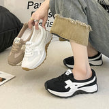 ADVBRIDGE  -  Tennis Shoes Women's Thick Soled Casual Sports Shoes Breathable Super Soft Cute Retro Crawling Shoes Fashionable Solid Color