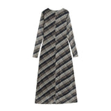 ADVBRIDGE  -  New Tulle Long Dress for Women Fashion Check Mini Dress Woman Casual Long Sleeve Elegant Slim Knee Length Dresses