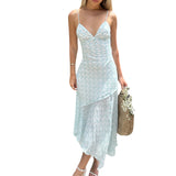 ADVBRIDGE  -  Women Floral Prints Spaghetti Strap Dress Summer Bohemian V-neck Corsets Long Dresses for Beach Vacation Party Elegant Sundress