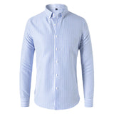 ADVBRIDGE  -  Trendy Men's Slim Fit Striped Long Sleeve Shirt - Breathable Cotton Casual  Office Wear, Fall-Winter Fashion Essentials