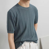 ADVBRIDGE  -  Light-fashioned Style Knitted Polo Shirt for Men's Trendy Brand Simple and Versatile Loose Ice Silk Short-sleeved Cool T-shirt