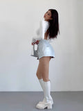 Advbridge Silver Pu Leather Mini Skirt Women Y2K Sexy Slim Female Clothing Gothic V High Waist Slit Casual Short Skirts Streetwear
