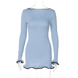 Advbridge Contrast Ruffles Mini Dresses Women Elegant Patchwork Flare Sleeve Lady Dresses 2025 Spring Summer New Female Evening Vestidos