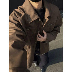 ADVBRIDGE  -  Short Leather Jacket Men Fashion Retro Motorcycle Jacket Men Streetwear Hip-hop Loose Bomber Jacket Mens Retro Tie Dye Jackets