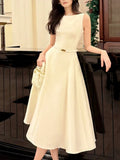 ADVBRIDGE  -  Luxury French Elegant Vintage White Midi Dress Slim Wasit Sleeveless A-Line Momen's Dresses Prom Female Clothes New Mujer 2025