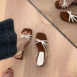 ADVBRIDGE  -  Kitten High Heels Open Toe Sandals Cross Narrow Band Low Slippers Stylish Comfortable Sexy Multi-work Shoes Flat Heels