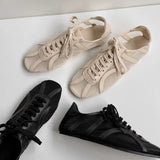 ADVBRIDGE  -  German Training Shoes Women 2025 Summertime Flat Lace-up Forrest Gump Shoes Women Genuine Leather Mesh Ventilation Sneakers