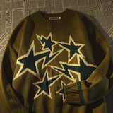 Advbridge Y2K men sweater Harajuku Style Star Print Loose Knitted Pullover streetwear Men women Gothic vintage oversized Knitted sweater