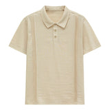 ADVBRIDGE  -  Summer new men's beige British-style pleated jacquard niche design trendy polo shirt